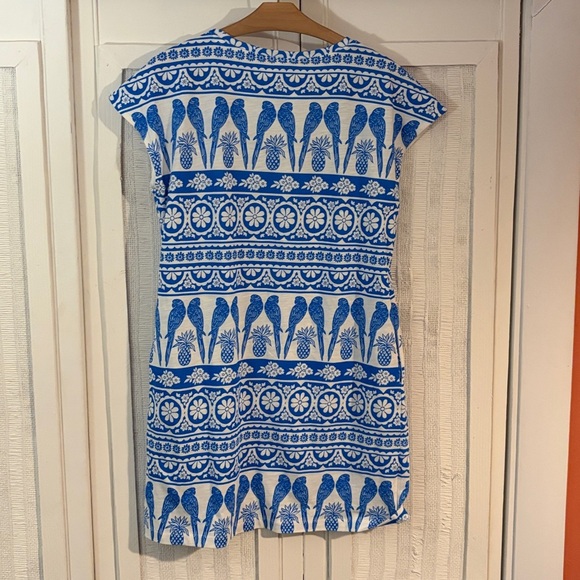 Boden Leah Jersey Cotton T-shirt Dress cerulean blue ornate tropic NWT SZ 8P - Picture 7 of 7